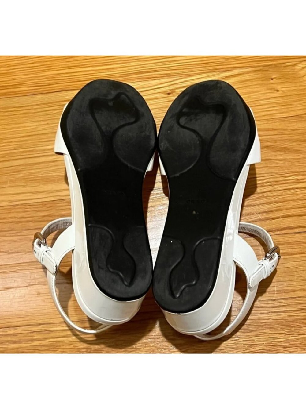 💯 Authentic PRADA White Patent Crisscross Vernice Linea Rossa Wedge Sandals - Picture 8 of 12